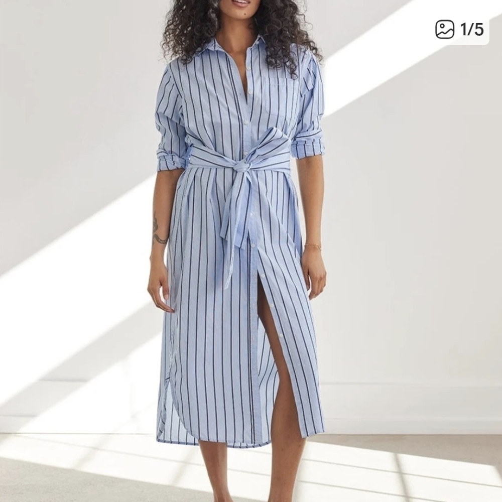 UNDESCRIBED Dress Size Small Blue Striped Shirt Dress, Like New